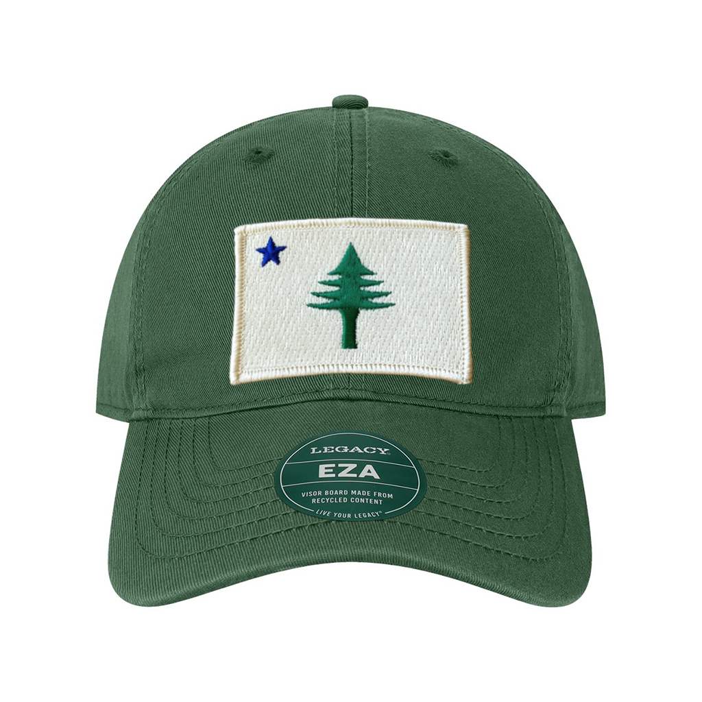 Green cap with a patch of the 1901 Maine state flag and 'EZA' branding on a white background