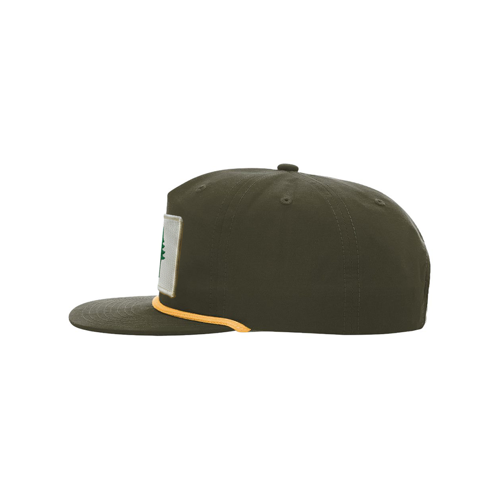 Side view of a gGreen cap  on a white background