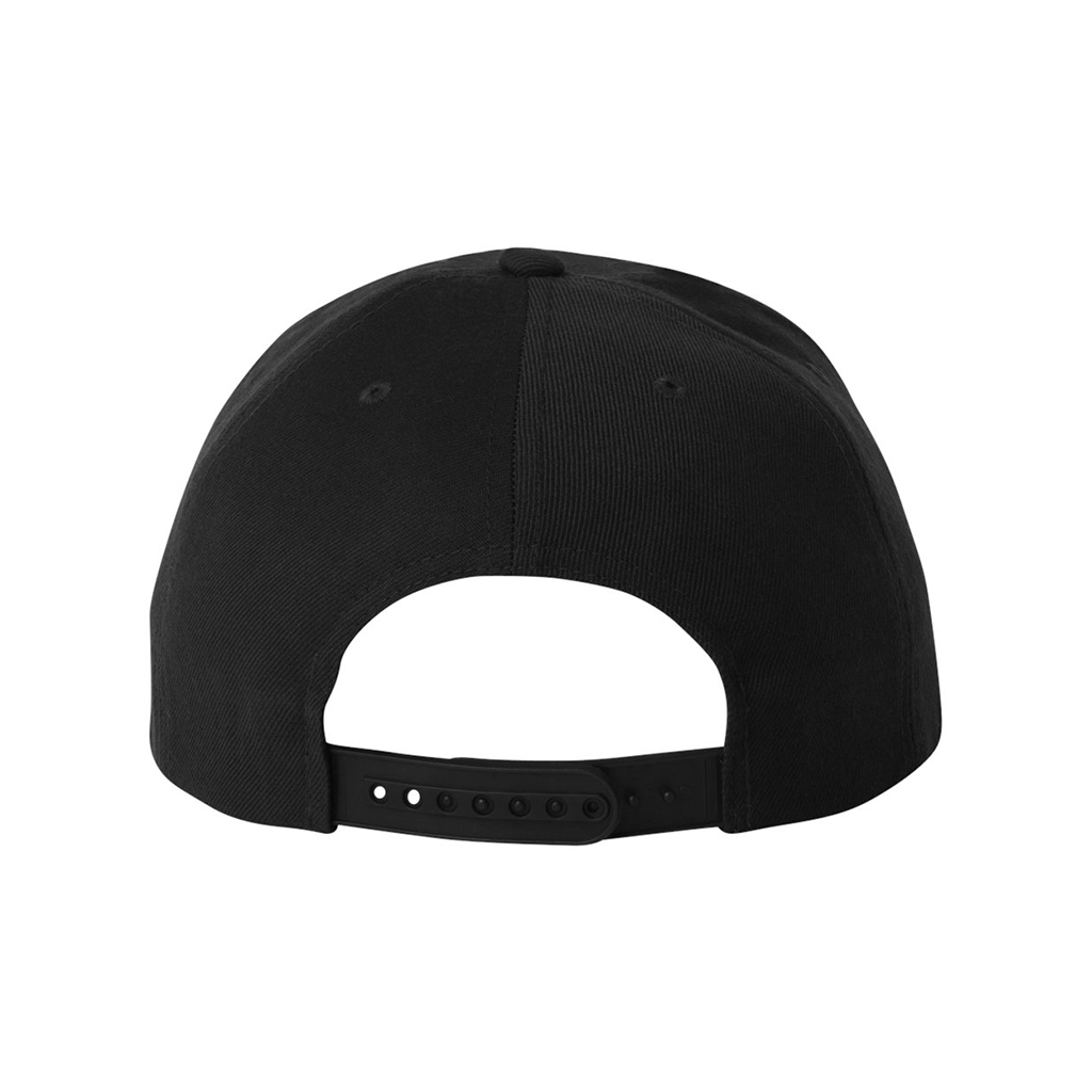 Back view of a black cap  on a white background